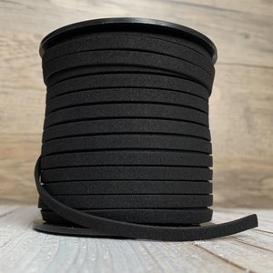 Black Faux Suede Leather Cord, 1 yard, Microfiber, Vegan Suede Cord image 6