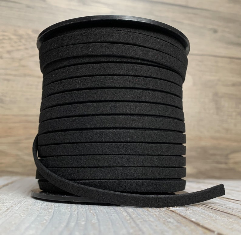 Black Faux Suede Leather Cord, 1 yard, Microfiber, Vegan Suede Cord image 6