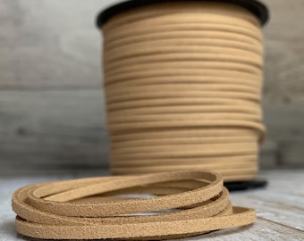 Light Brown Faux Suede Leather Cord, 2 Yards (6 Feet), Microfiber, Vegan Suede Cord