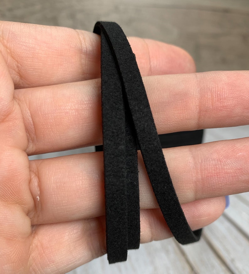 Black Faux Suede Leather Cord, 1 yard, Microfiber, Vegan Suede Cord image 10