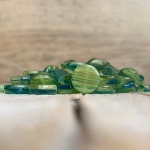 Czech Glass Coin Shapes Flat Beads - 10mm 20 Pieces Green