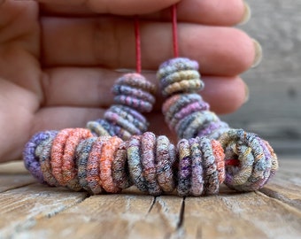 Handmade Fabric Beads, Artisan Beads, Boho Beads, Beads