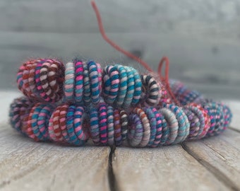 Ręcznie robione koraliki z tkaniny - Koraliki do sztuki włókienniczej - Koraliki hippie boho - Unikalne koraliki - Koraliki - Tworzenie biżuterii - Artykuły jubilerskie - Sklep z koralikami
