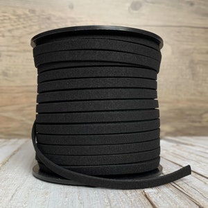 Black Faux Suede Leather Cord, 1 yard, Microfiber, Vegan Suede Cord image 3