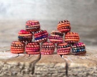 Small Handmade Fabric Textile Beads for Artisan Jewelry Designs