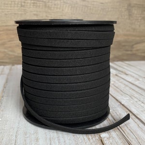 Black Faux Suede Leather Cord, 1 yard, Microfiber, Vegan Suede Cord image 8