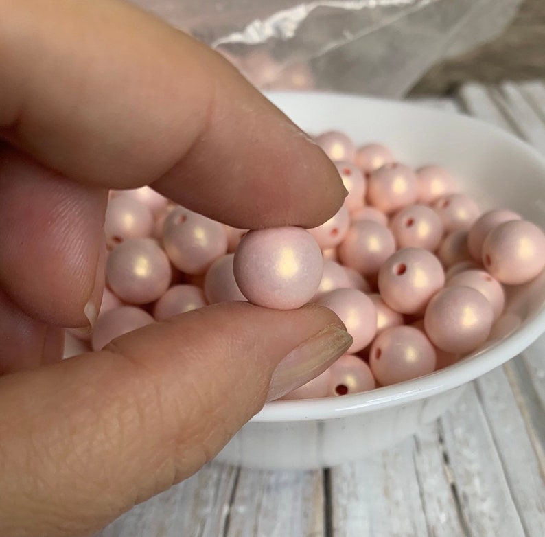 Acrylic spray-painted style beads, light pink round color 12 mm 14 image 7