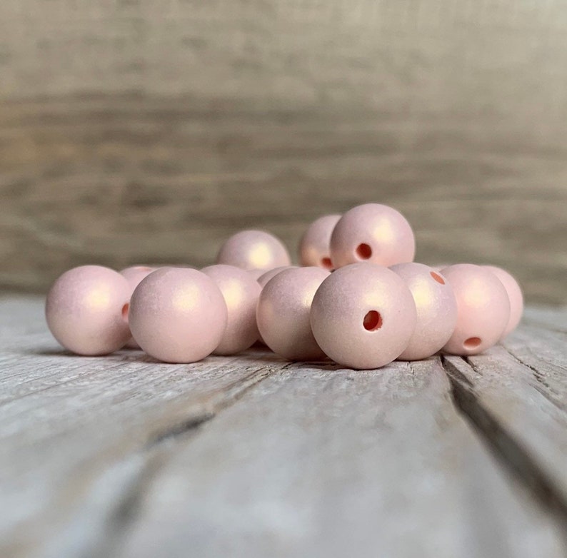 Acrylic spray-painted style beads, light pink round color 12 mm 14 image 1