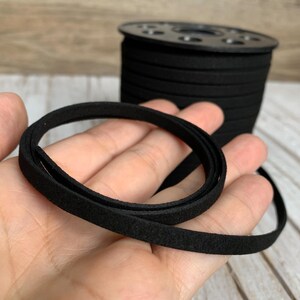 Black Faux Suede Leather Cord, 1 yard, Microfiber, Vegan Suede Cord image 4