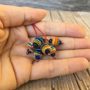 Boho Hippie Pendant Copper Wire Wrapped Bead Drop Dangle Fabric Textile Bead charm beads art beads jewelry making supplies image 10