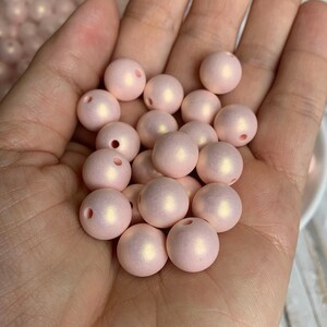 Acrylic spray-painted style beads, light pink round color 12 mm 14 image 4