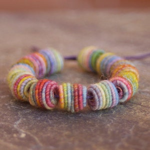 Small handmade fabric textile beads, jewelry beads, fiber beads, boho, boho hippie style, thread beads