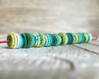 Small Handmade Fabric Textile Bead for Artisan Jewelry Designs, Boho Bead, Fiber Bead