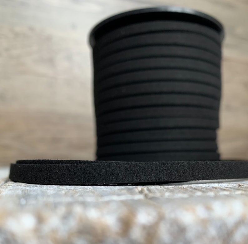 Black Faux Suede Leather Cord, 1 yard, Microfiber, Vegan Suede Cord image 7