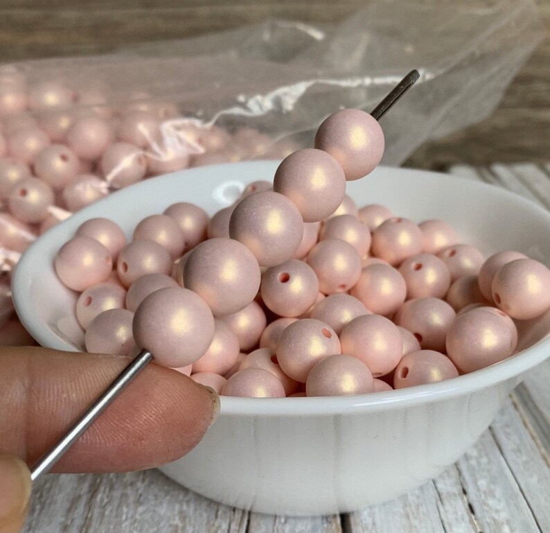 Acrylic spray-painted style beads, light pink round color 12 mm 14 image 2