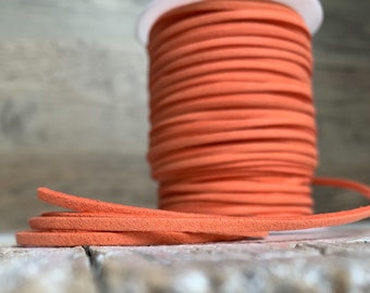 Orange Faux Suede Leather Cord, 2 yards (6 feet), Microfiber, Vegan Suede Cord