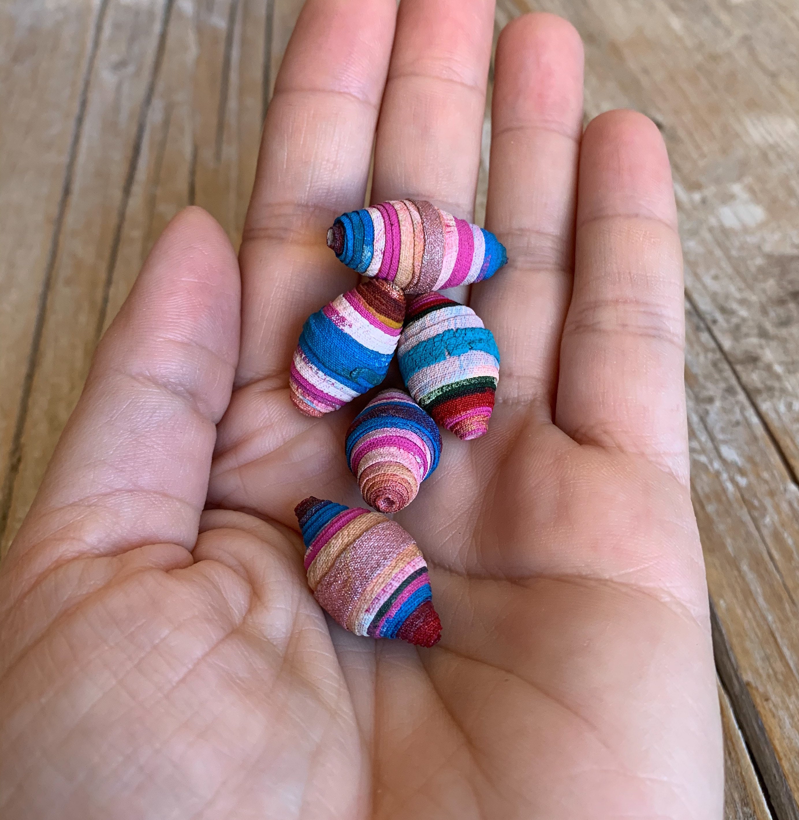 Handpainted Handmade Fabric Beads Fiber Beads Textile Beads Etsy