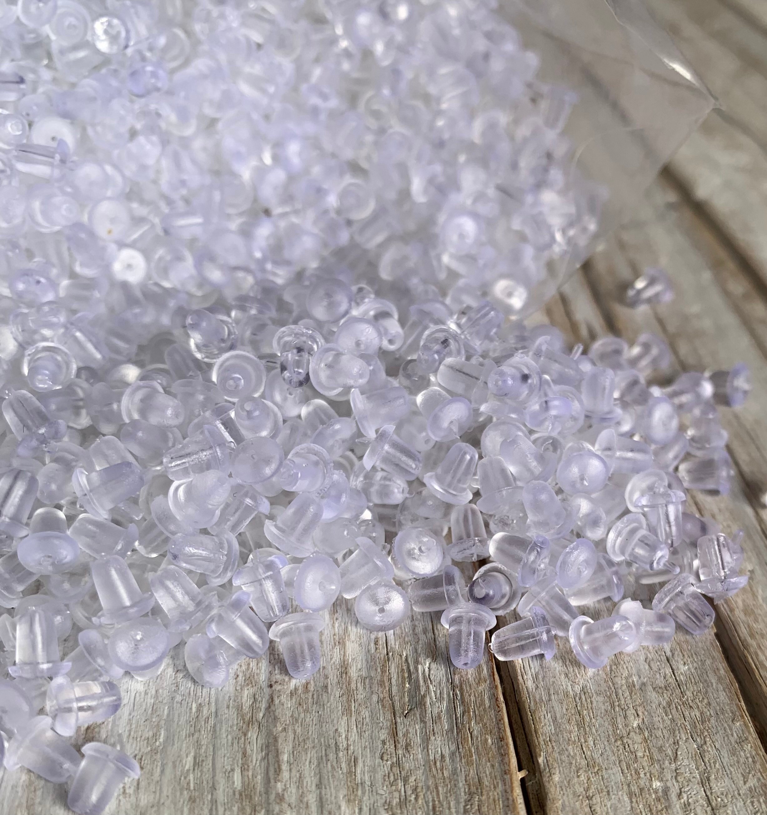100 paia di orecchini trasparenti in plastica, orecchini e chiusure in silicone, perni nudi, orecchini invisibili, ricambio per donne, ragazze e uomini