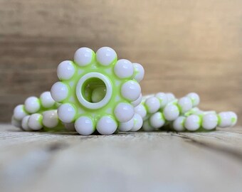 Acrylic Green White Bumpy Spacer Beads, 25mm (3)
