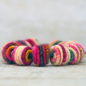 Small handmade fabric textile beads for handmade jewelry designs