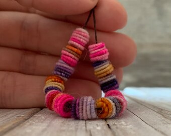 Mini handmade fabric textile beads / boho beads / handmade beads / hippie beads
