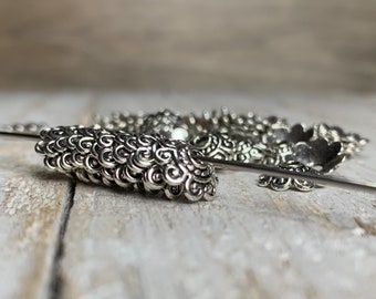 Antique silver bead caps, vintage silver, bead caps