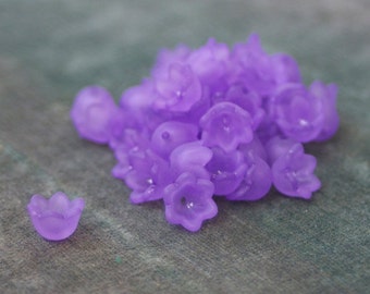 Lucite, Frosted, Flower Beads 10x6mm, 50 Pieces