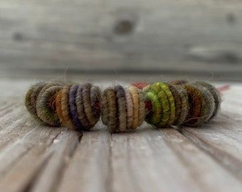 Handmade fiber beads, strand beads, Boho beads perfect for boho jewelry creations.