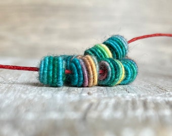 Small Handmade Fabric Textile Bead for Artisan Jewelry Designs, Boho Bead, Fiber Bead