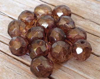 Czech faceted glass beads - 8mm round fire fire polished faceted light amethyst beads - glass beads