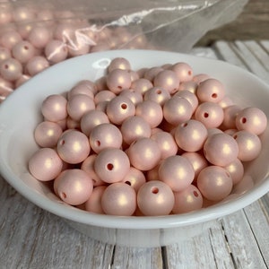 Acrylic spray-painted style beads, light pink round color 12 mm 14 image 3