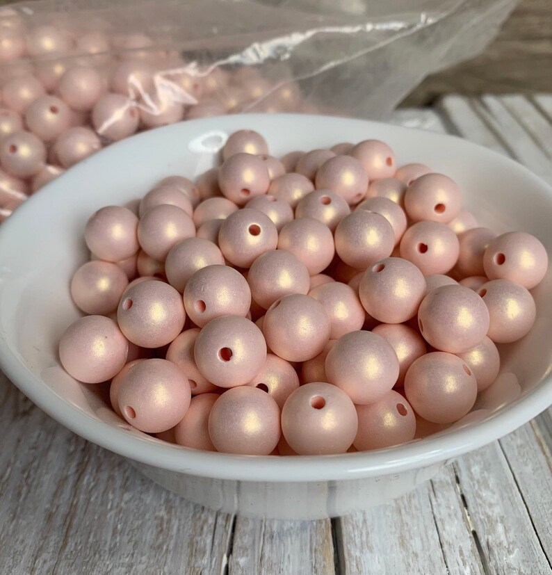 Acrylic spray-painted style beads, light pink round color 12 mm 14 image 3