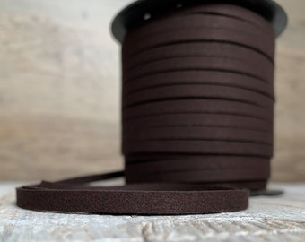 Brown Faux Suede Leather Cord, 1 yard, Microfiber, Vegan Suede Cord