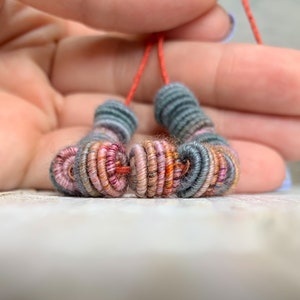 Small handmade fabric textile beads for handmade jewelry designs