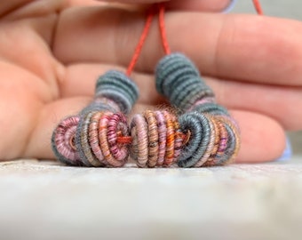 Small handmade fabric textile beads for handmade jewelry designs