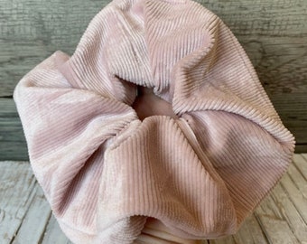 Large Hair Scrunchie, handmade Scrunchie, Boho Scrunchie, Flower Scrunchie, light pale pink Scrunchie