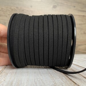 Black Faux Suede Leather Cord, 1 yard, Microfiber, Vegan Suede Cord image 9