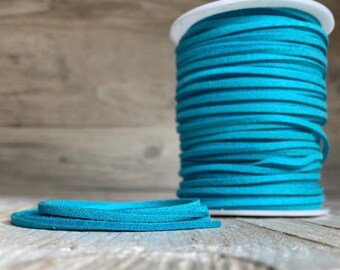 Blue faux suede leather cord, 2 yards (6 feet), microfiber cord, vegan suede cord