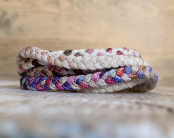 Handmade Boho Fabric Cord - Braided Fabric Cord - Fiber Art - Handmade Fabric Cord - Ribbon Cord