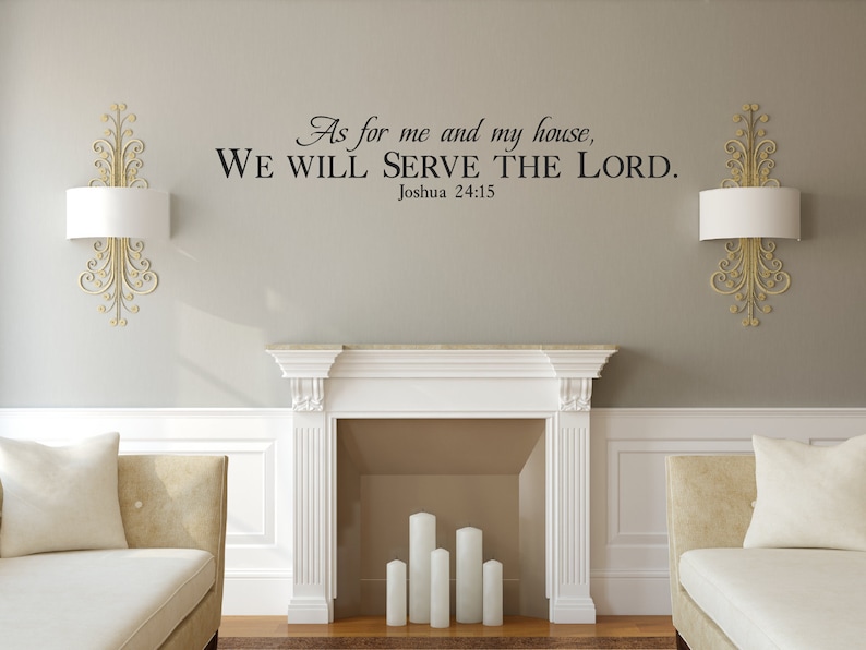 As for me & my house... Joshua 24:15 Inspirational Wall Decal Christian Scripture Bible Verse Wall Art Vinyl Wall Stickers image 2