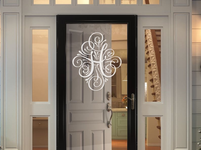 Personalized Monogram Glass Storm Door Decal Front Door Decal Family Monogram Personalized Storm Door Decal Front Door Monogram image 2