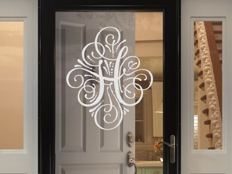 Personalized Monogram Glass Storm Door Decal Front Door Decal Family Monogram Personalized Storm Door Decal Front Door Monogram image 1