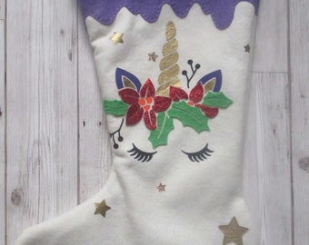 Christmas Stocking, Unicorn, Dinosaur, Angel, Santa, Rudolph, Christmas