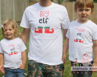 Christmas T-shirt, Elf, Little Elf, Middle Elf, Big Elf