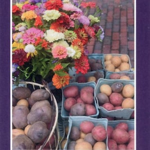 Papas en el Mercado del Agricultor (con cita de A.A. Milne) - tarjeta con foto