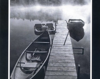 Boat dock in black and white - Photo card