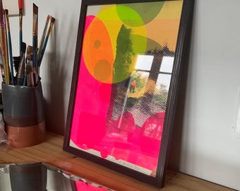 A4 - Serigrafia artigianale, pezzo unico. A4-2 Opera d'arte originale. Serigrafia al neon