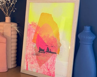 Serigraphie originale et artisanale « Abstrait Plage 2 »