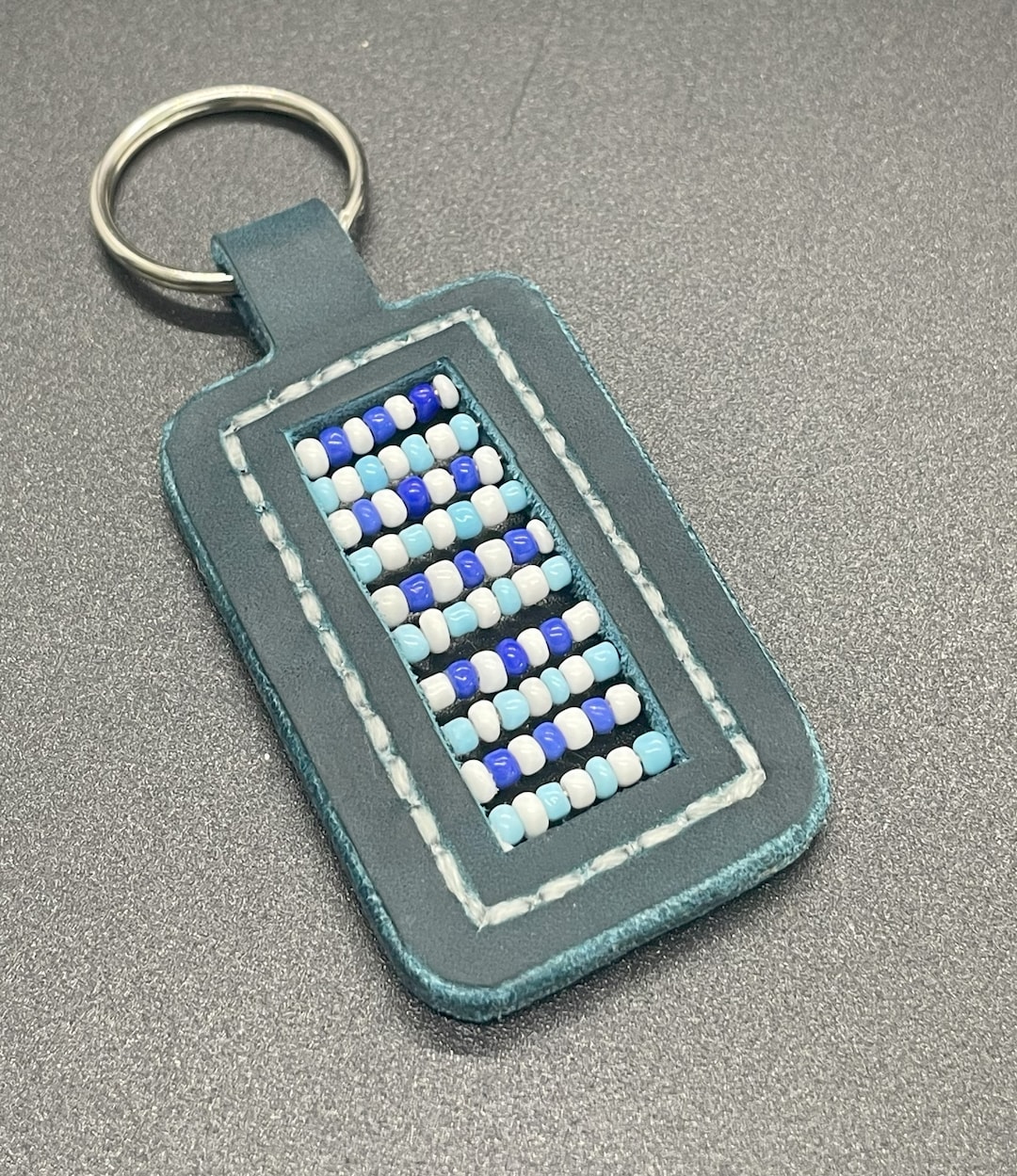 Blue on Blue Leather Bead Fidget - Etsy