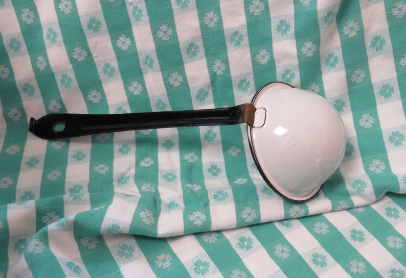 Vintage Enamelware Ladle Enamel Dipper Farmhouse Decor Camping Ladel
